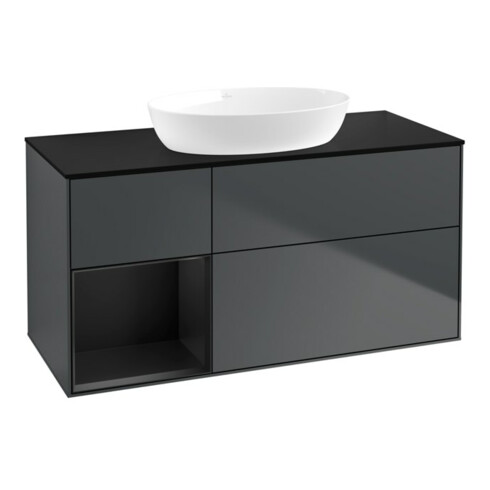 V&B Waschtischunterschrank Wandbeleuchtung Finion 120cm, Pl b m, Rg b m Lac, md bl. m Lac