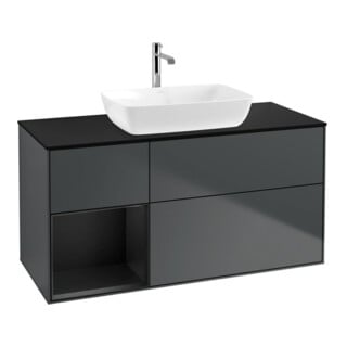 V&B Waschtischunterschrank Wandbeleuchtung Finion 120cm, Pl b m, Rg b m Lac, md bl. m Lac