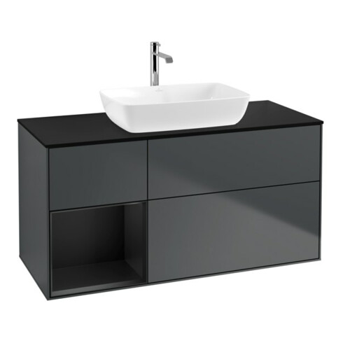 V&B Waschtischunterschrank Wandbeleuchtung Finion 120cm, Pl b m, Rg b m Lac, md bl. m Lac