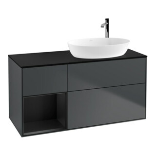 V&B Waschtischunterschrank Wandbeleuchtung Finion 120cm, Pl b m, Rg b m Lac, md bl. m Lac