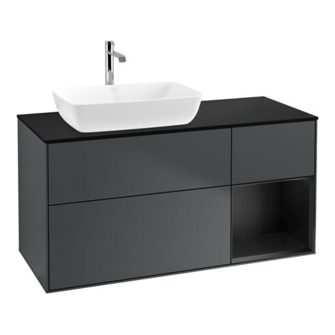 V&B Waschtischunterschrank Wandbeleuchtung Finion 120cm, Pl b m, Rg b m Lac, md bl. m Lac