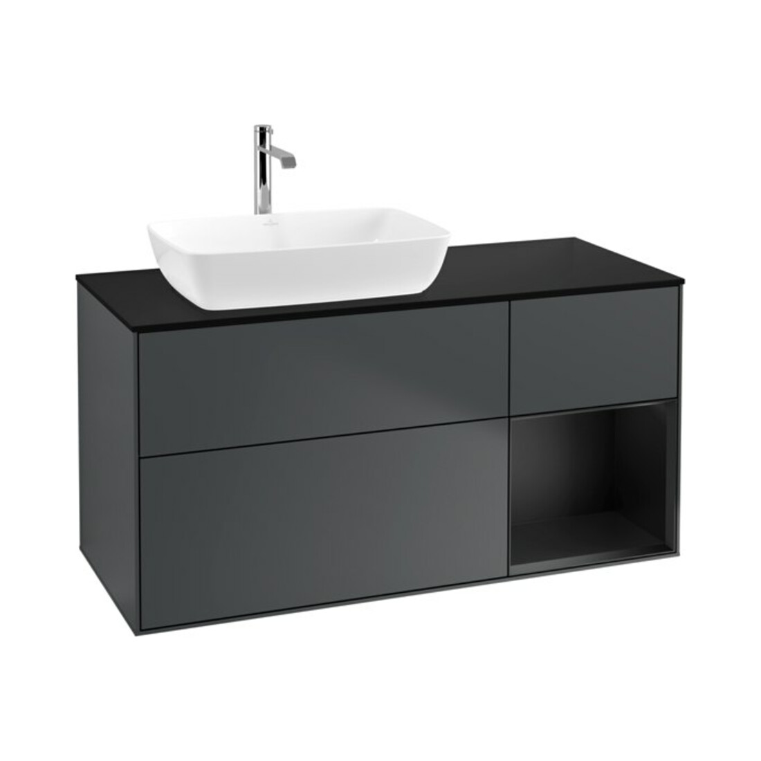 V&B Waschtischunterschrank Wandbeleuchtung Finion 120cm, Pl b m, Rg b m Lac, md bl. m Lac