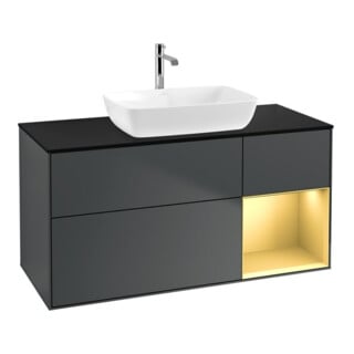 V&B Waschtischunterschrank Wandbeleuchtung Finion 120cm, Pl b m, Rg g m Lac, md bl. m Lac
