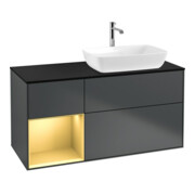 V&B Waschtischunterschrank Wandbeleuchtung Finion 120cm, Pl b m, Rg g m Lac, md bl. m Lac