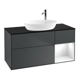 V&B Waschtischunterschrank Wandbeleuchtung Finion 120cm, Pl b m, Rg g w Lac, md bl. m Lac