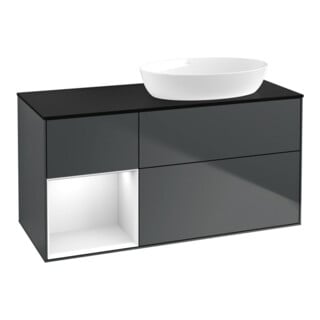 V&B Waschtischunterschrank Wandbeleuchtung Finion 120cm, Pl b m, Rg g w Lac, md bl. m Lac