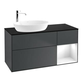 V&B Waschtischunterschrank Wandbeleuchtung Finion 120cm, Pl b m, Rg g w Lac, md bl. m Lac
