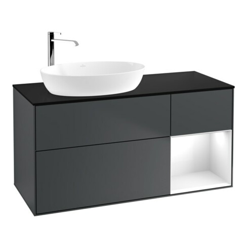 V&B Waschtischunterschrank Wandbeleuchtung Finion 120cm, Pl b m, Rg g w Lac, md bl. m Lac