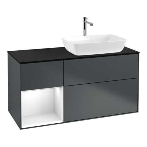 V&B Waschtischunterschrank Wandbeleuchtung Finion 120cm, Pl b m, Rg g w Lac, md bl. m Lac