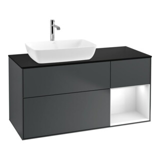 V&B Waschtischunterschrank Wandbeleuchtung Finion 120cm, Pl b m, Rg g w Lac, md bl. m Lac