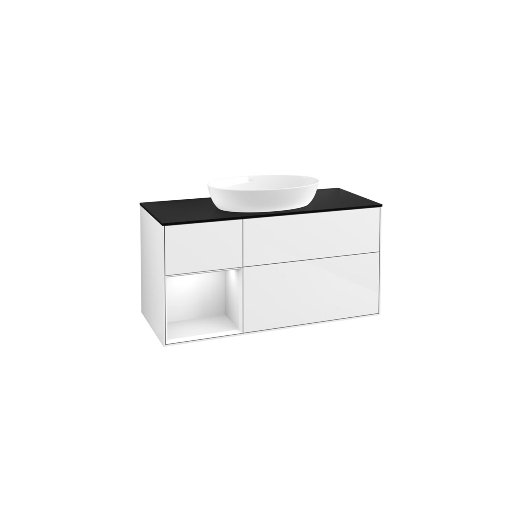 V&B Waschtischunterschrank Wandbeleuchtung Finion 120cm, Pl b m, Rg g wh. Lac, glo wh. Lac ; Villeroy & Boch