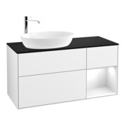 V&B Waschtischunterschrank Wandbeleuchtung Finion 120cm, Pl b m, Rg g wh. Lac, glo wh. Lac