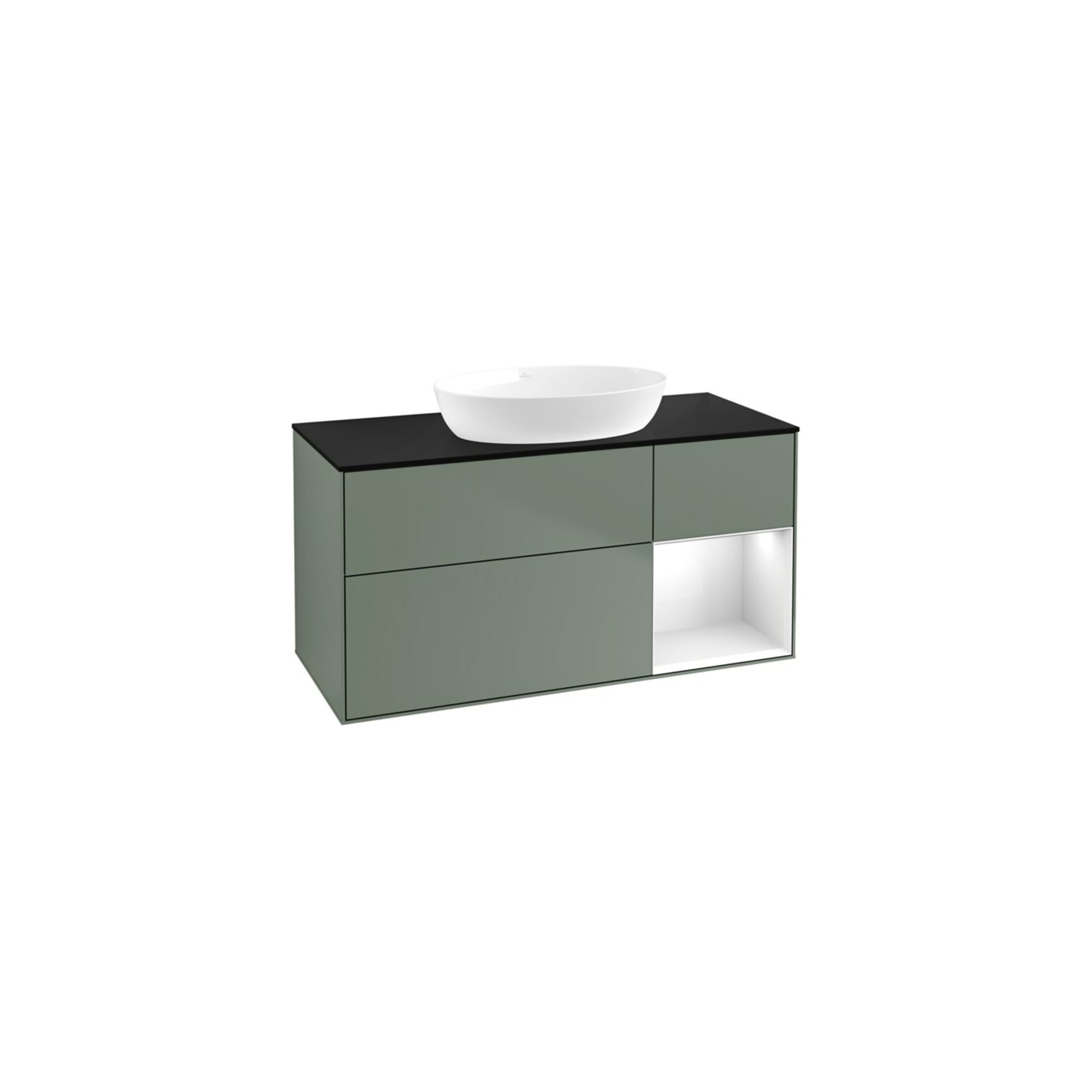 V&B Waschtischunterschrank Wandbeleuchtung Finion 120cm, Pl b m, Rg g wh. Lac, Oli. m Lac ; Villeroy & Boch