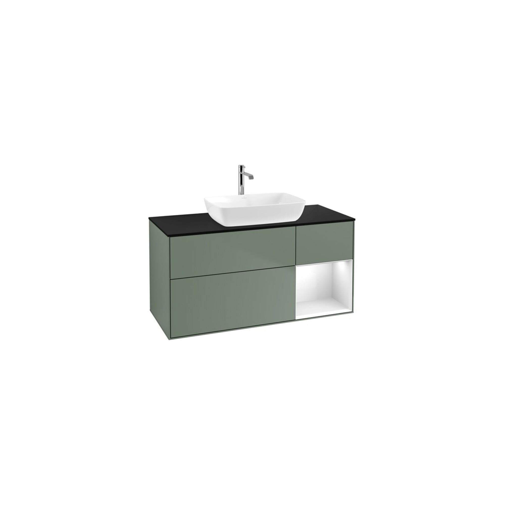V&B Waschtischunterschrank Wandbeleuchtung Finion 120cm, Pl b m, Rg g wh. Lac, Oli. m Lac ; Villeroy & Boch