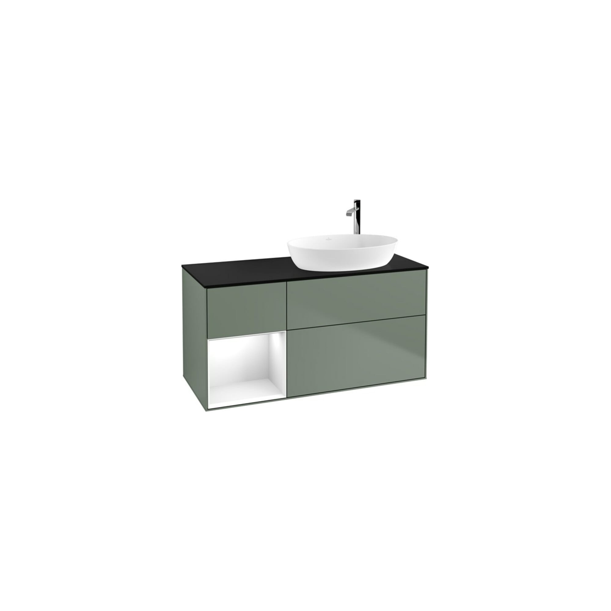 V&B Waschtischunterschrank Wandbeleuchtung Finion 120cm, Pl b m, Rg g wh. Lac, Oli. m Lac ; Villeroy & Boch