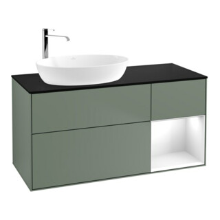 V&B Waschtischunterschrank Wandbeleuchtung Finion 120cm, Pl b m, Rg g wh. Lac, Oli. m Lac
