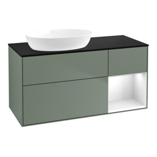 V&B Waschtischunterschrank Wandbeleuchtung Finion 120cm, Pl b m, Rg g wh. Lac, Oli. m Lac