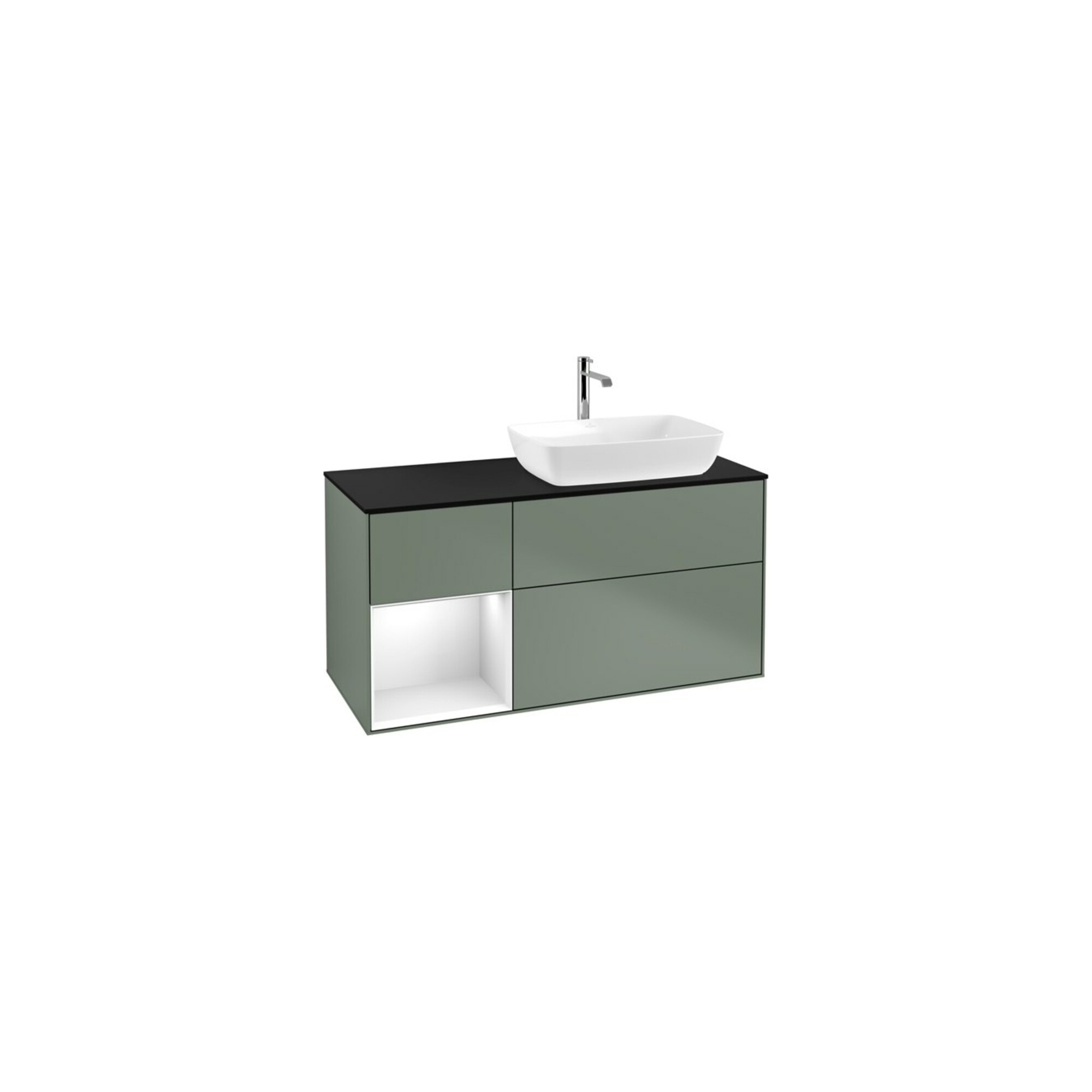 V&B Waschtischunterschrank Wandbeleuchtung Finion 120cm, Pl b m, Rg g wh. Lac, Oli. m Lac ; Villeroy & Boch