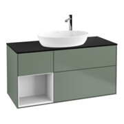 V&B Waschtischunterschrank Wandbeleuchtung Finion 120cm, Pl b m, Rg g wh. Lac, Oli. m Lac