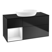 V&B Waschtischunterschrank Wandbeleuchtung Finion 120cm, Pl b m, Rg glo wh. Lac, bla m Lac