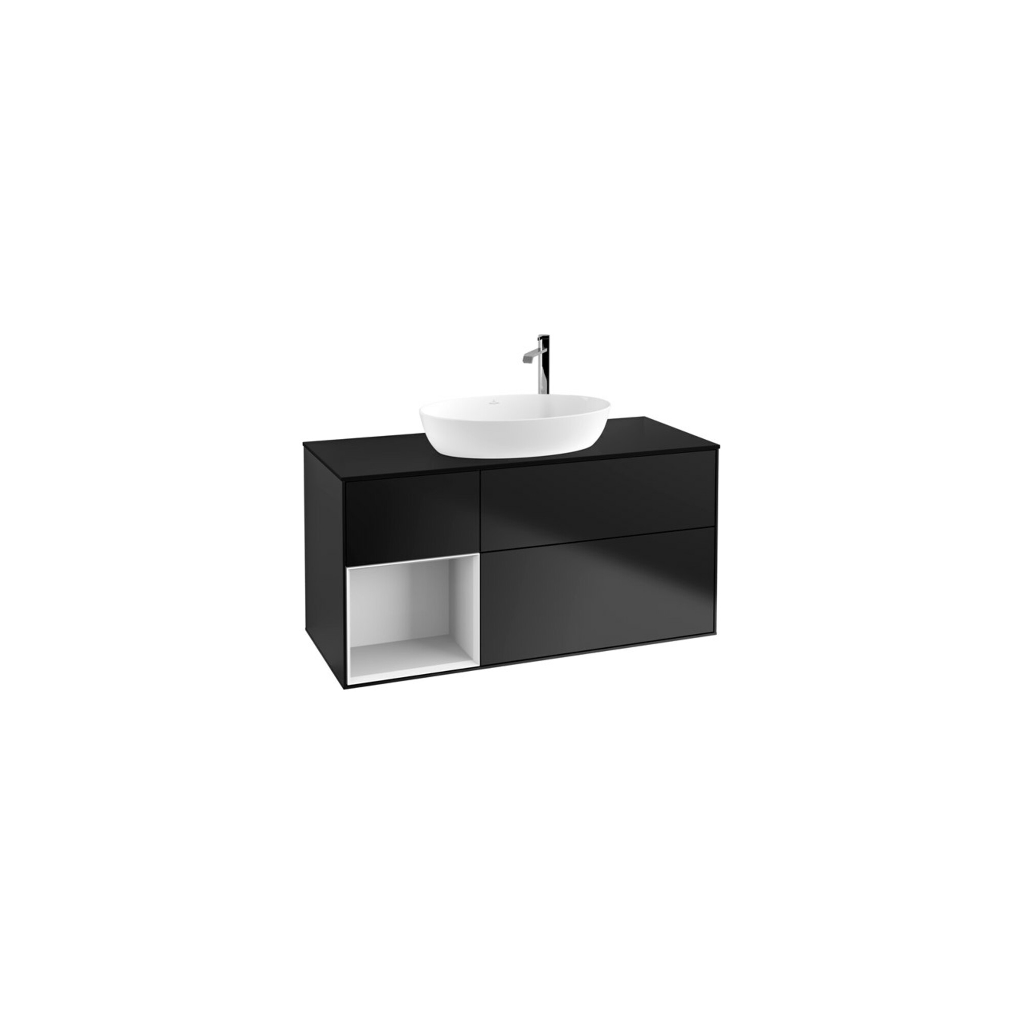 V&B Waschtischunterschrank Wandbeleuchtung Finion 120cm, Pl b m, Rg glo wh. Lac, bla m Lac ; Villeroy & Boch