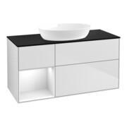 V&B Waschtischunterschrank Wandbeleuchtung Finion 120cm, Pl b m, Rg glo wh. Lac, wh. m Lac