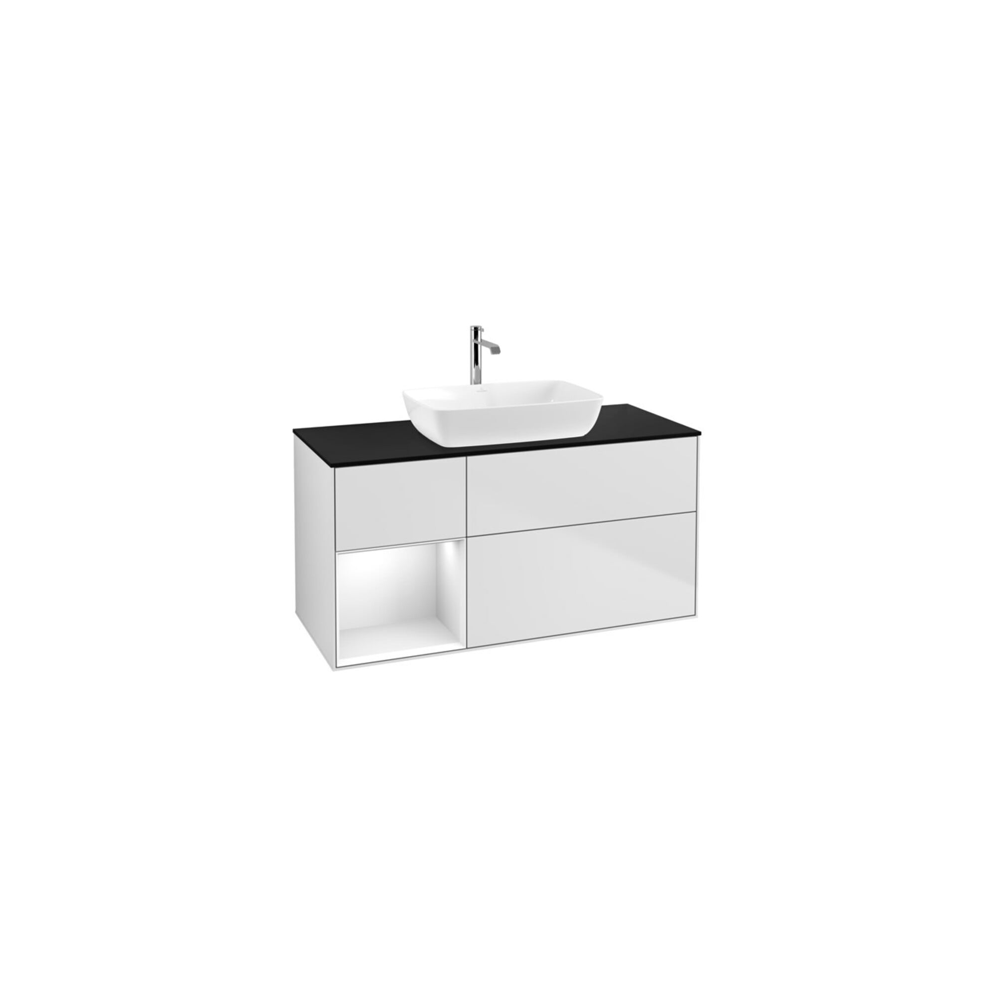 V&B Waschtischunterschrank Wandbeleuchtung Finion 120cm, Pl b m, Rg glo wh. Lac, wh. m Lac ; Villeroy & Boch