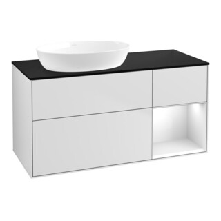 V&B Waschtischunterschrank Wandbeleuchtung Finion 120cm, Pl b m, Rg glo wh. Lac, wh. m Lac