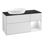 V&B Waschtischunterschrank Wandbeleuchtung Finion 120cm, Pl b m, Rg glo wh. Lac, wh. m Lac