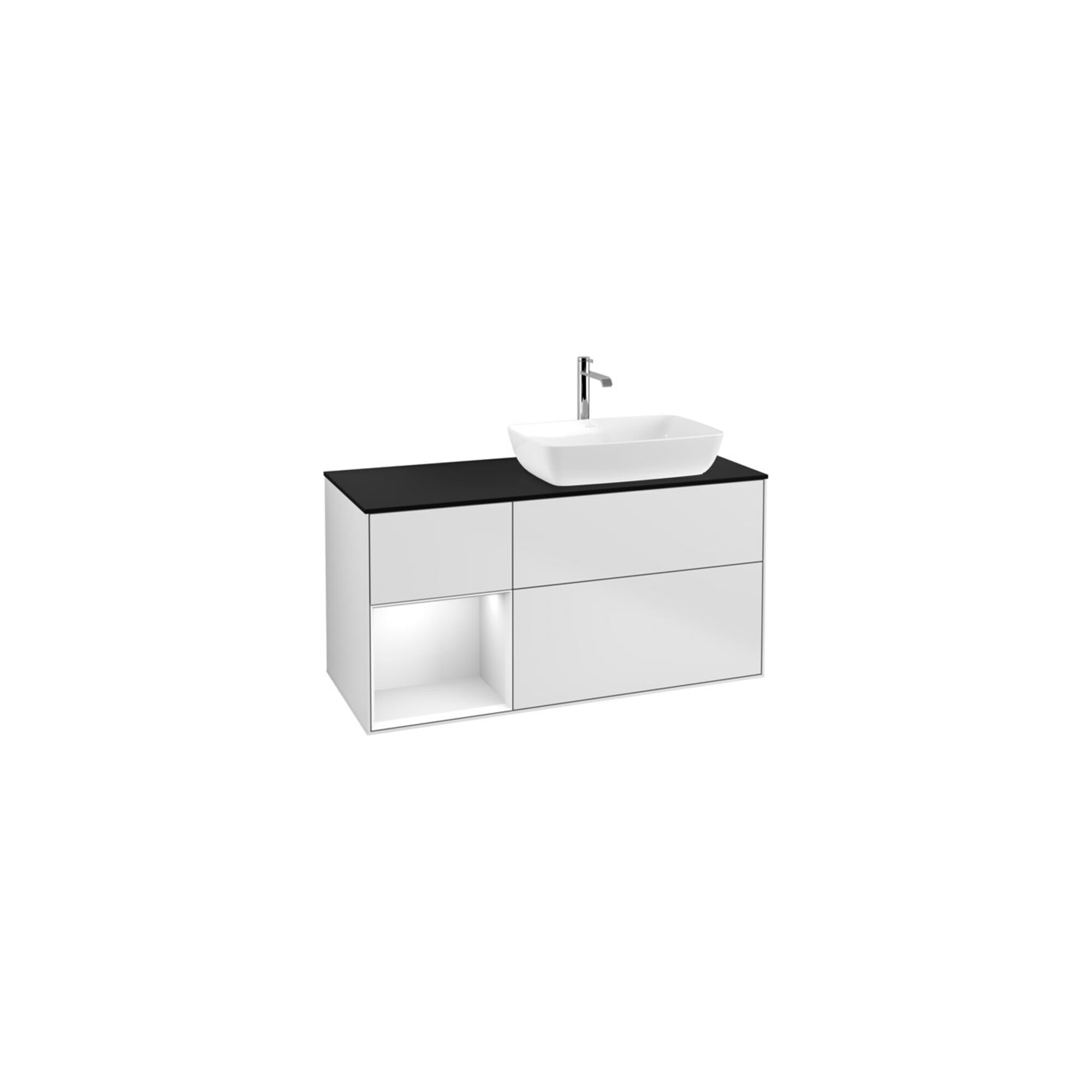V&B Waschtischunterschrank Wandbeleuchtung Finion 120cm, Pl b m, Rg glo wh. Lac, wh. m Lac ; Villeroy & Boch