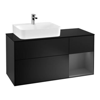 V&B Waschtischunterschrank Wandbeleuchtung Finion 120cm, Pl b m, Rg l A m, bla m Lac