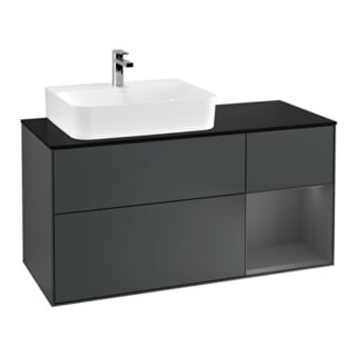 V&B Waschtischunterschrank Wandbeleuchtung Finion 120cm, Pl b m, Rg l A m, md bl. m Lac