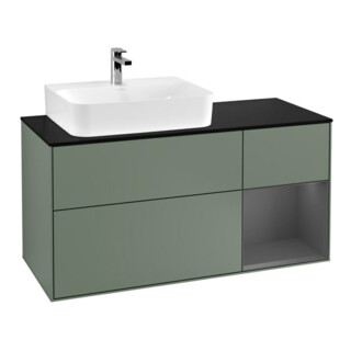 V&B Waschtischunterschrank Wandbeleuchtung Finion 120cm, Pl b m, Rg l A m, Oli. m Lac