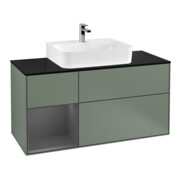 V&B Waschtischunterschrank Wandbeleuchtung Finion 120cm, Pl b m, Rg l A m, Oli. m Lac