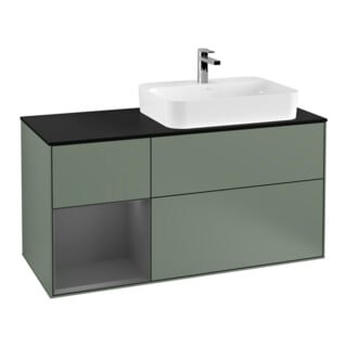 V&B Waschtischunterschrank Wandbeleuchtung Finion 120cm, Pl b m, Rg l A m, Oli. m Lac