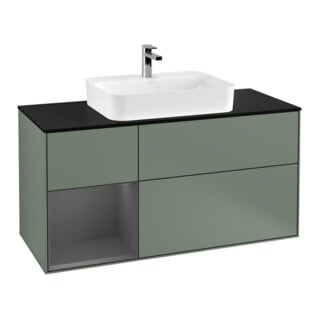 V&B Waschtischunterschrank Wandbeleuchtung Finion 120cm, Pl b m, Rg l A m, Oli. m Lac