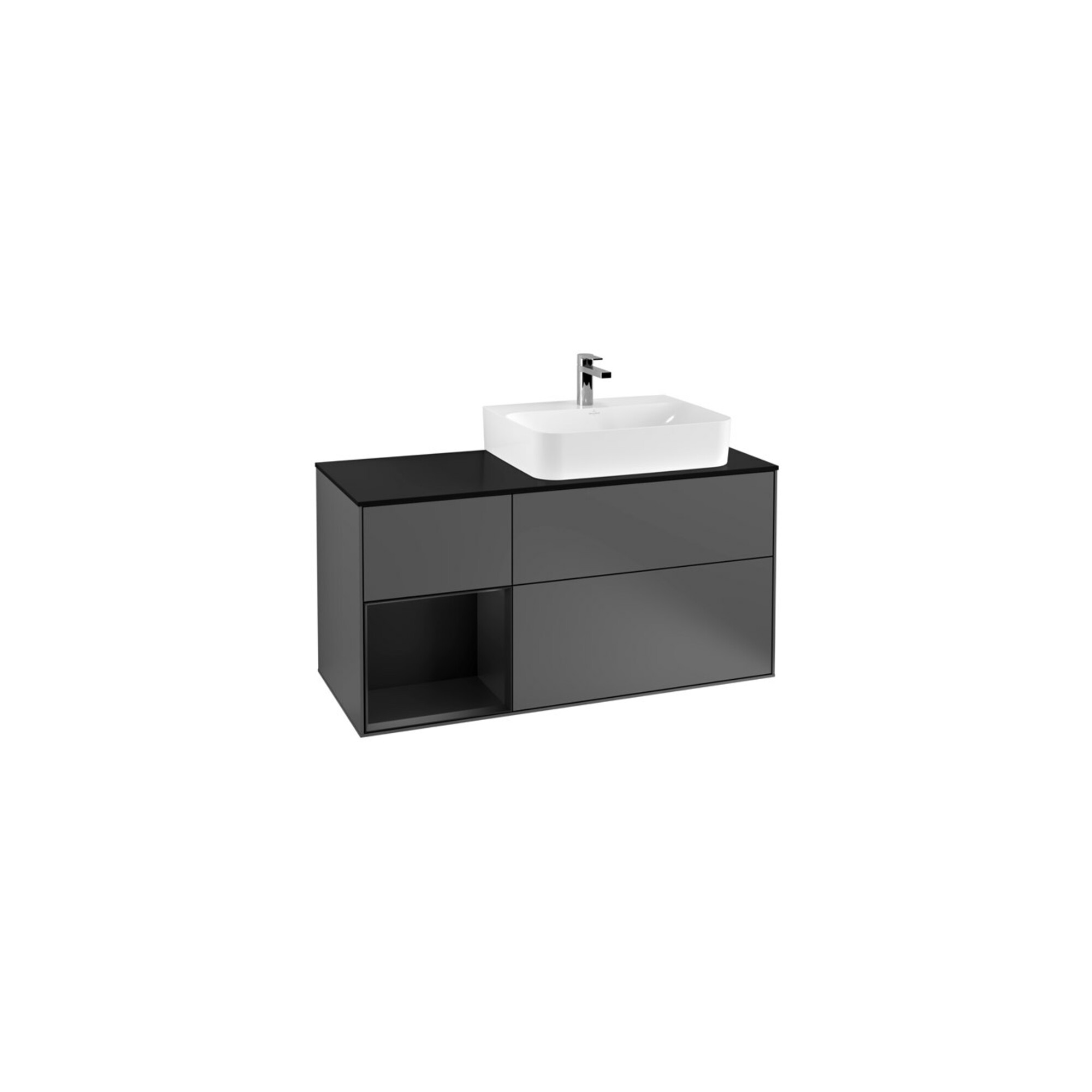 V&B Waschtischunterschrank Wandbeleuchtung Finion 120cm, Pl b m, Rg l b m Lac, Anthrac. m ; Villeroy & Boch