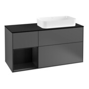 V&B Waschtischunterschrank Wandbeleuchtung Finion 120cm, Pl b m, Rg l b m Lac, Anthrac. m