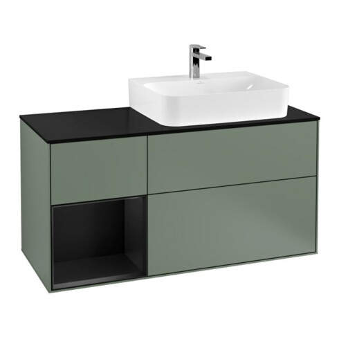 V&B Waschtischunterschrank Wandbeleuchtung Finion 120cm, Pl b m, Rg l b m Lac, Oli. m Lac