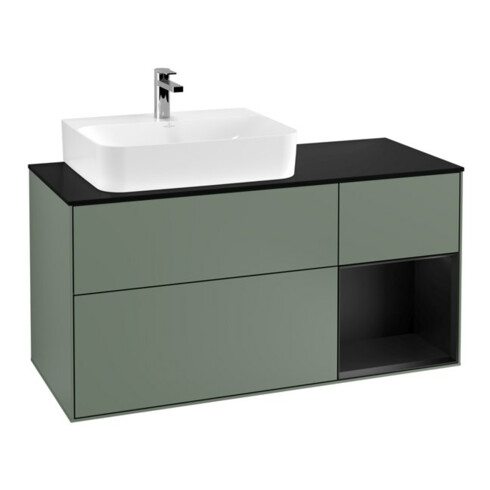 V&B Waschtischunterschrank Wandbeleuchtung Finion 120cm, Pl b m, Rg l b m Lac, Oli. m Lac