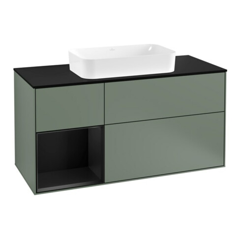 V&B Waschtischunterschrank Wandbeleuchtung Finion 120cm, Pl b m, Rg l b m Lac, Oli. m Lac