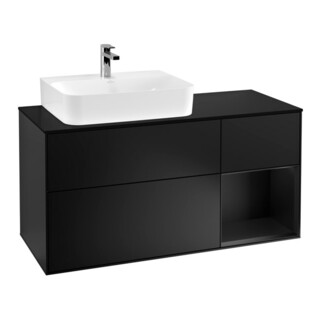 V&B Waschtischunterschrank Wandbeleuchtung Finion 120cm, Pl b m, Rg l bla m Lac, bla m Lac