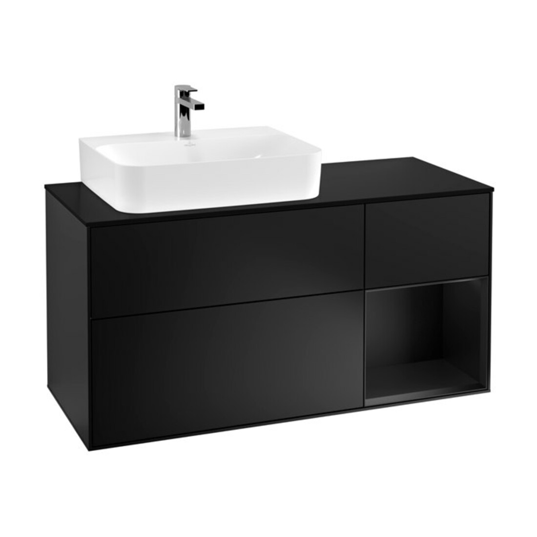 V&B Waschtischunterschrank Wandbeleuchtung Finion 120cm, Pl b m, Rg l bla m Lac, bla m Lac