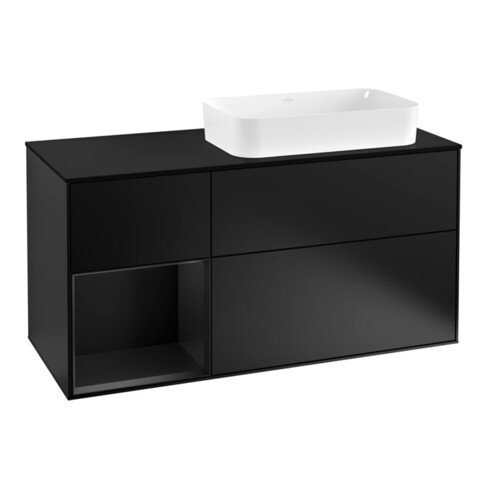 V&B Waschtischunterschrank Wandbeleuchtung Finion 120cm, Pl b m, Rg l bla m Lac, bla m Lac