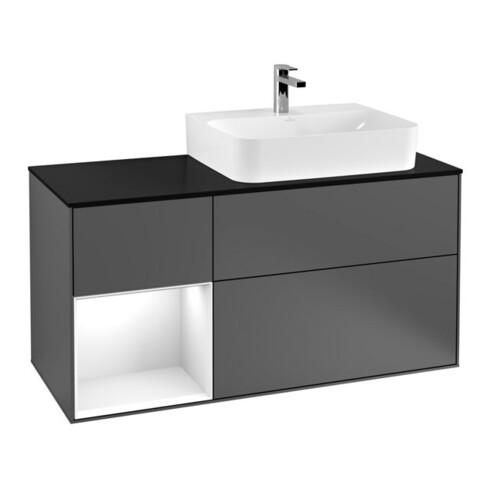 V&B Waschtischunterschrank Wandbeleuchtung Finion 120cm, Pl b m, Rg l g w Lac, Anthrac. m