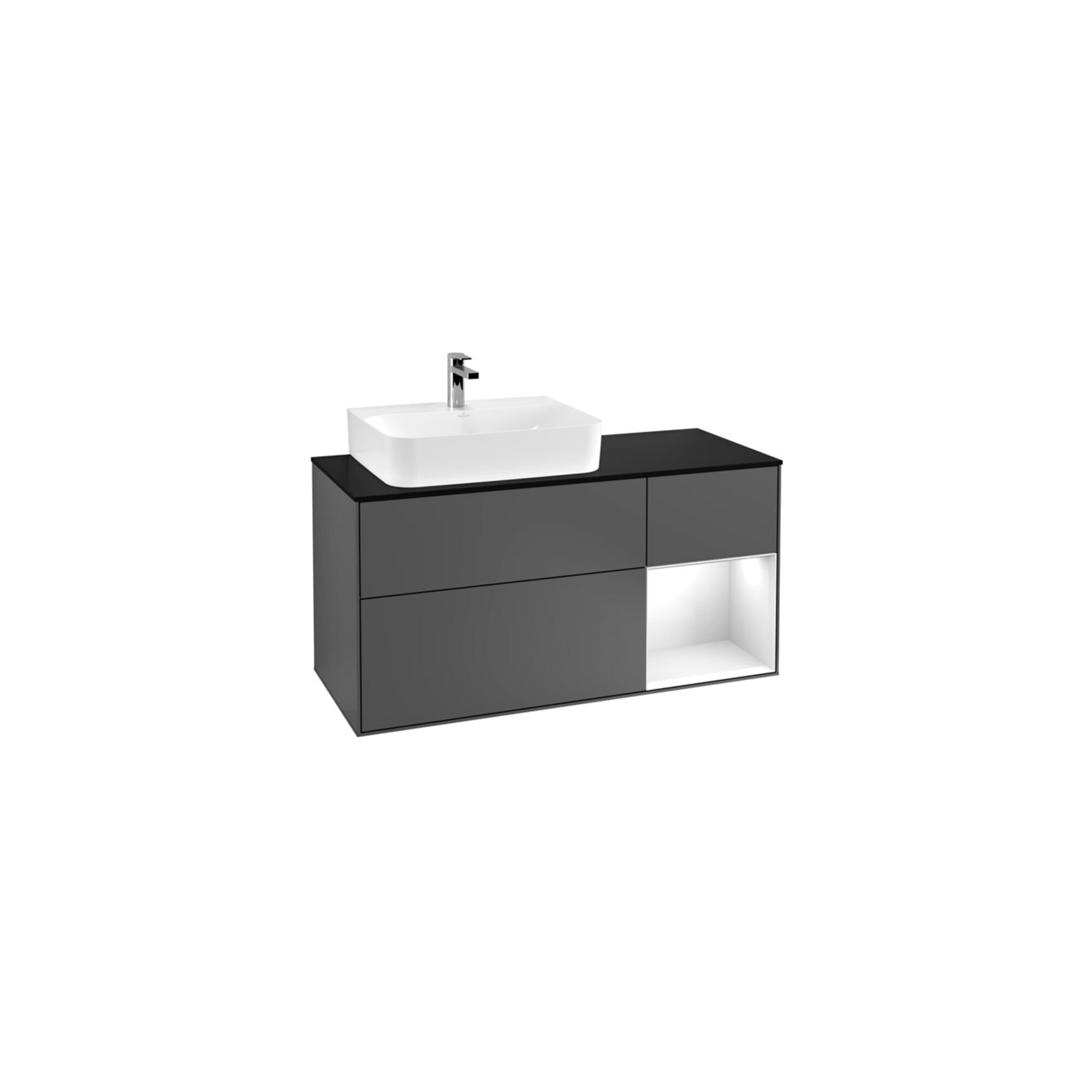 V&B Waschtischunterschrank Wandbeleuchtung Finion 120cm, Pl b m, Rg l g w Lac, Anthrac. m ; Villeroy & Boch