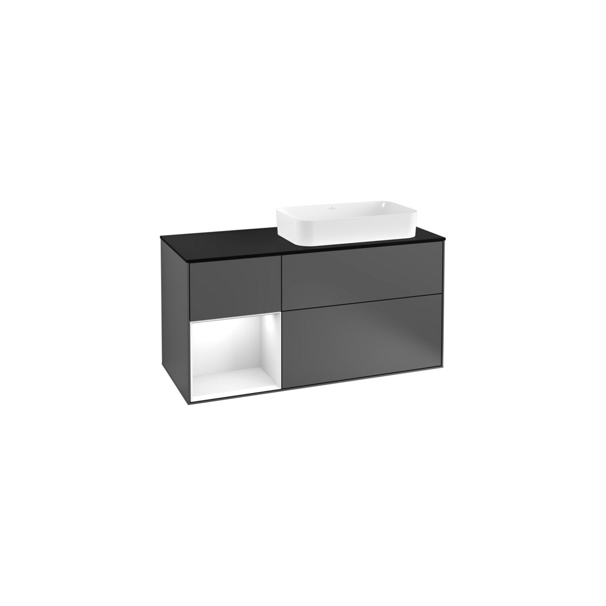 V&B Waschtischunterschrank Wandbeleuchtung Finion 120cm, Pl b m, Rg l g w Lac, Anthrac. m ; Villeroy & Boch