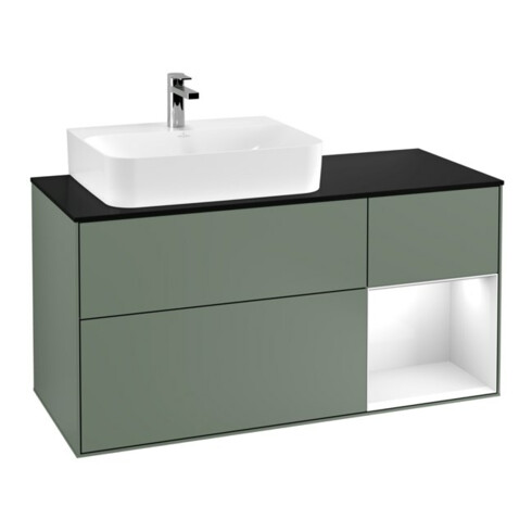 V&B Waschtischunterschrank Wandbeleuchtung Finion 120cm, Pl b m, Rg l g w Lac, Oli. m Lac