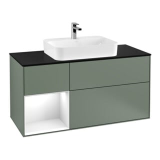 V&B Waschtischunterschrank Wandbeleuchtung Finion 120cm, Pl b m, Rg l g w Lac, Oli. m Lac