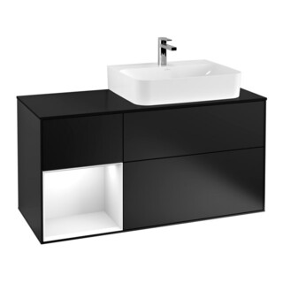 V&B Waschtischunterschrank Wandbeleuchtung Finion 120cm, Pl b m, Rg l g wh. Lac, bla m Lac